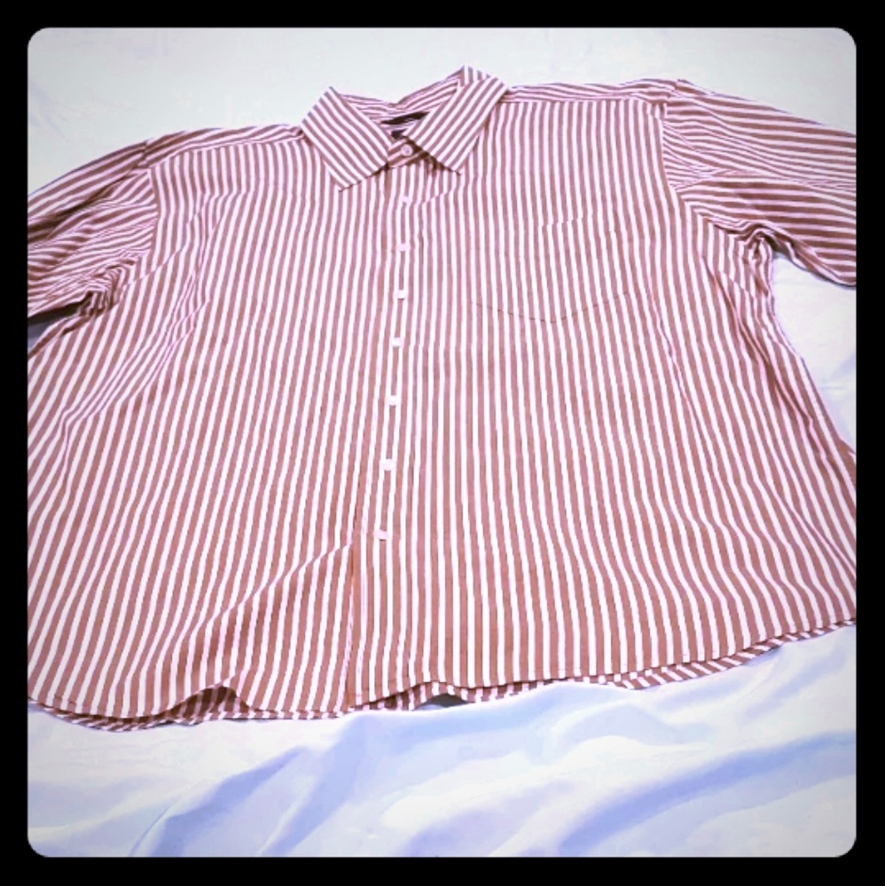 Gap mens xl striped long sleeve button up Brown